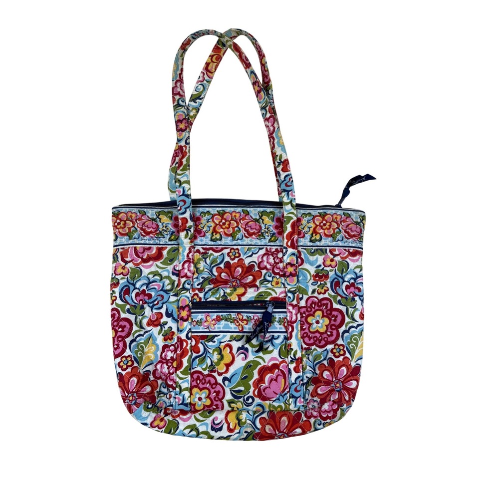 Vera Bradley Medium Tote Bag Floral Boho Cotton Quilted Zip Top